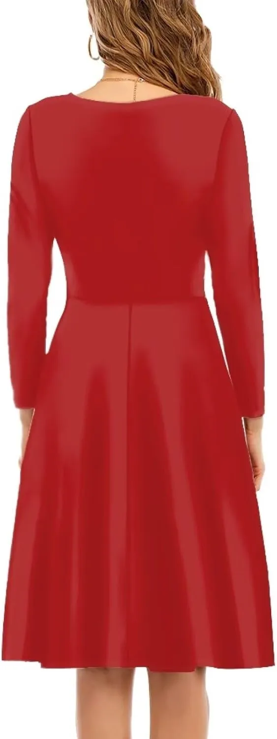 Showudesigns Fall Dress for Women Halloween Dresses Long Sleeve Dress Wedding Guest