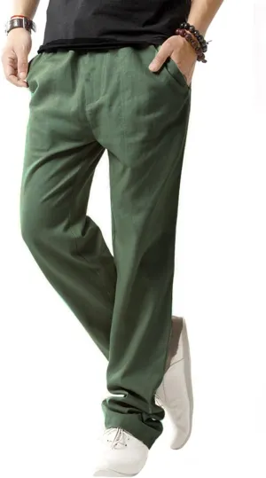 SIR7 Men's Linen Casual Lightweight Drawstrintg Elastic Waist Summer Beach Pants