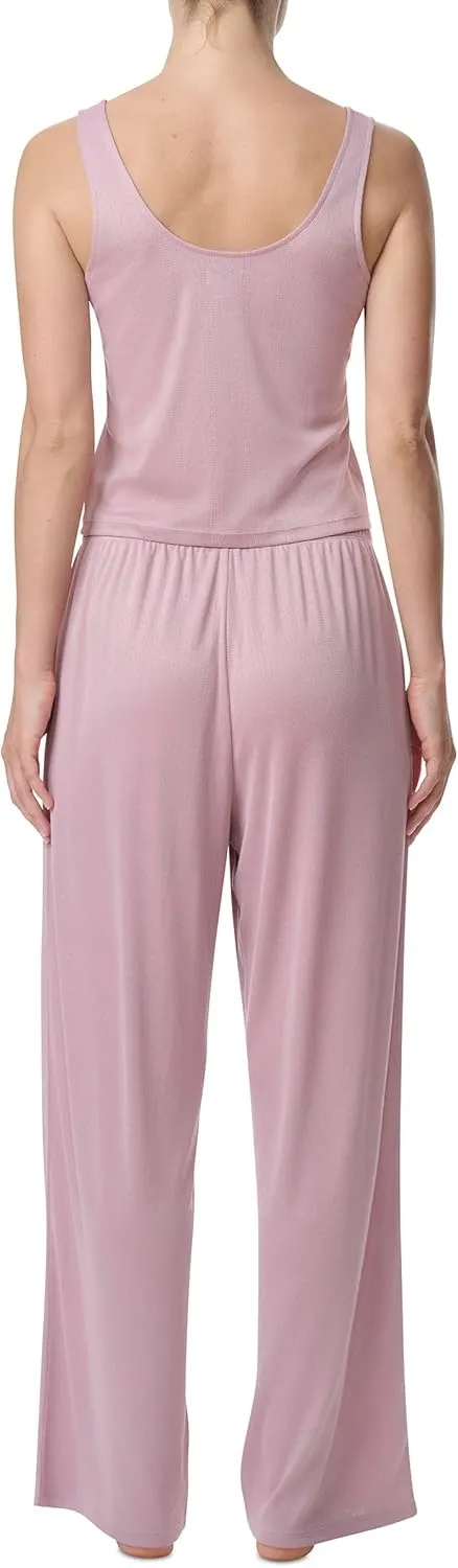 Splendid Women's Long Sleeve Cardigan, Crop Tank and High Waisted Pant 3-Piece Pajama Set