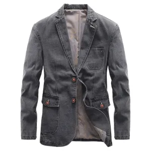 Suit Jacket Men Thin Spring Autumn Business Gentry Handsome Slim Youth Pocket Decoration Button Simple Tops