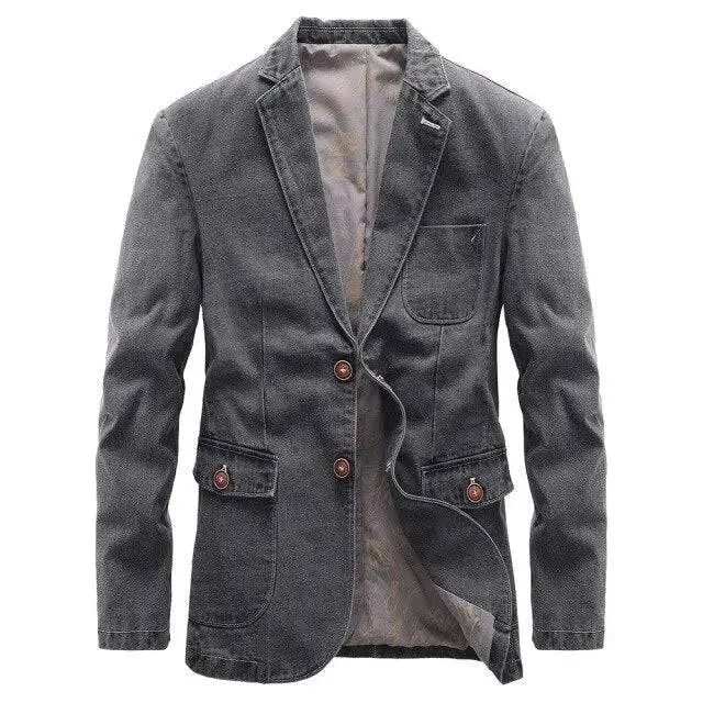 Suit Jacket Men Thin Spring Autumn Business Gentry Handsome Slim Youth Pocket Decoration Button Simple Tops