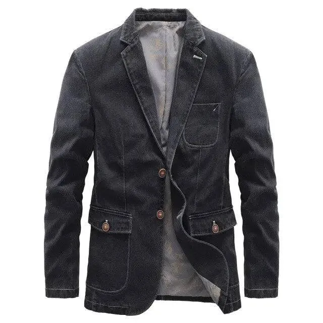 Suit Jacket Men Thin Spring Autumn Business Gentry Handsome Slim Youth Pocket Decoration Button Simple Tops