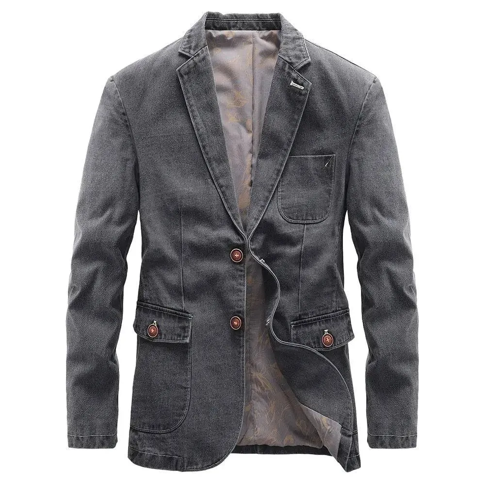 Suit Jacket Men Thin Spring Autumn Business Gentry Handsome Slim Youth Pocket Decoration Button Simple Tops