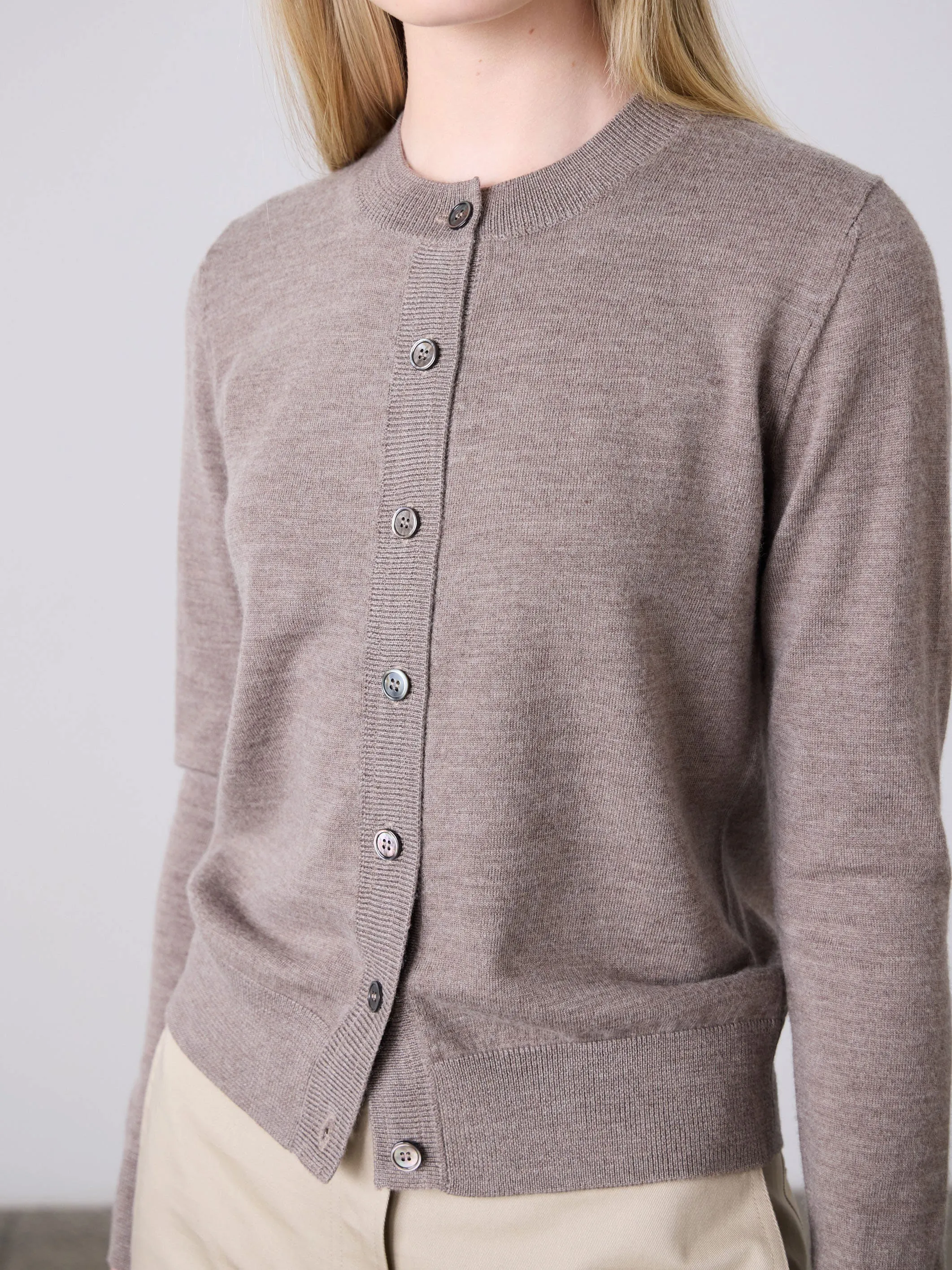 Sylvia Merino Cardigan - Pepper