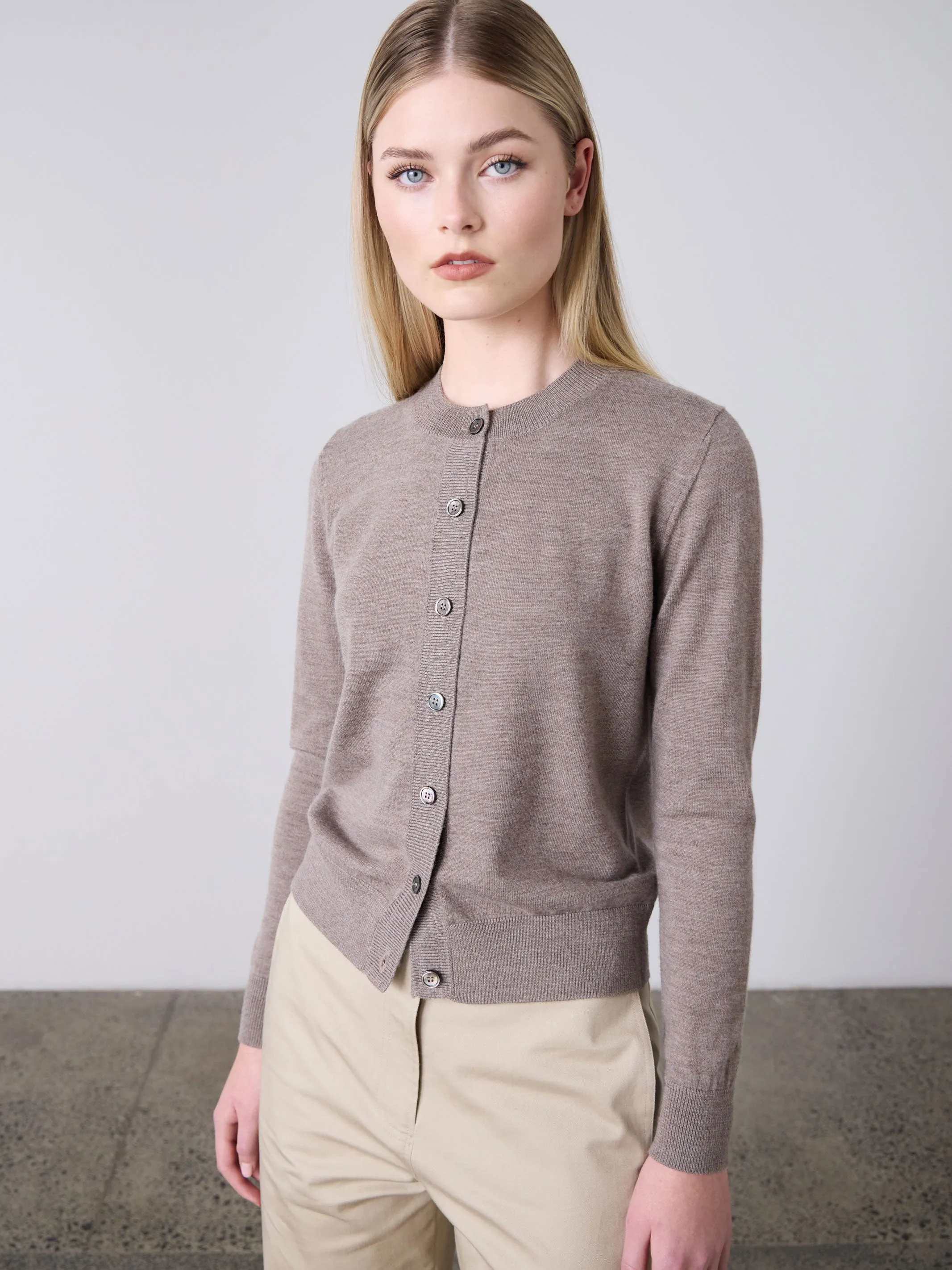 Sylvia Merino Cardigan - Pepper