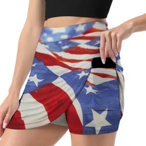 TAIZIYEAH American Flag Black Tennis Skirts for Women Athletic Golf Skorts Loose
