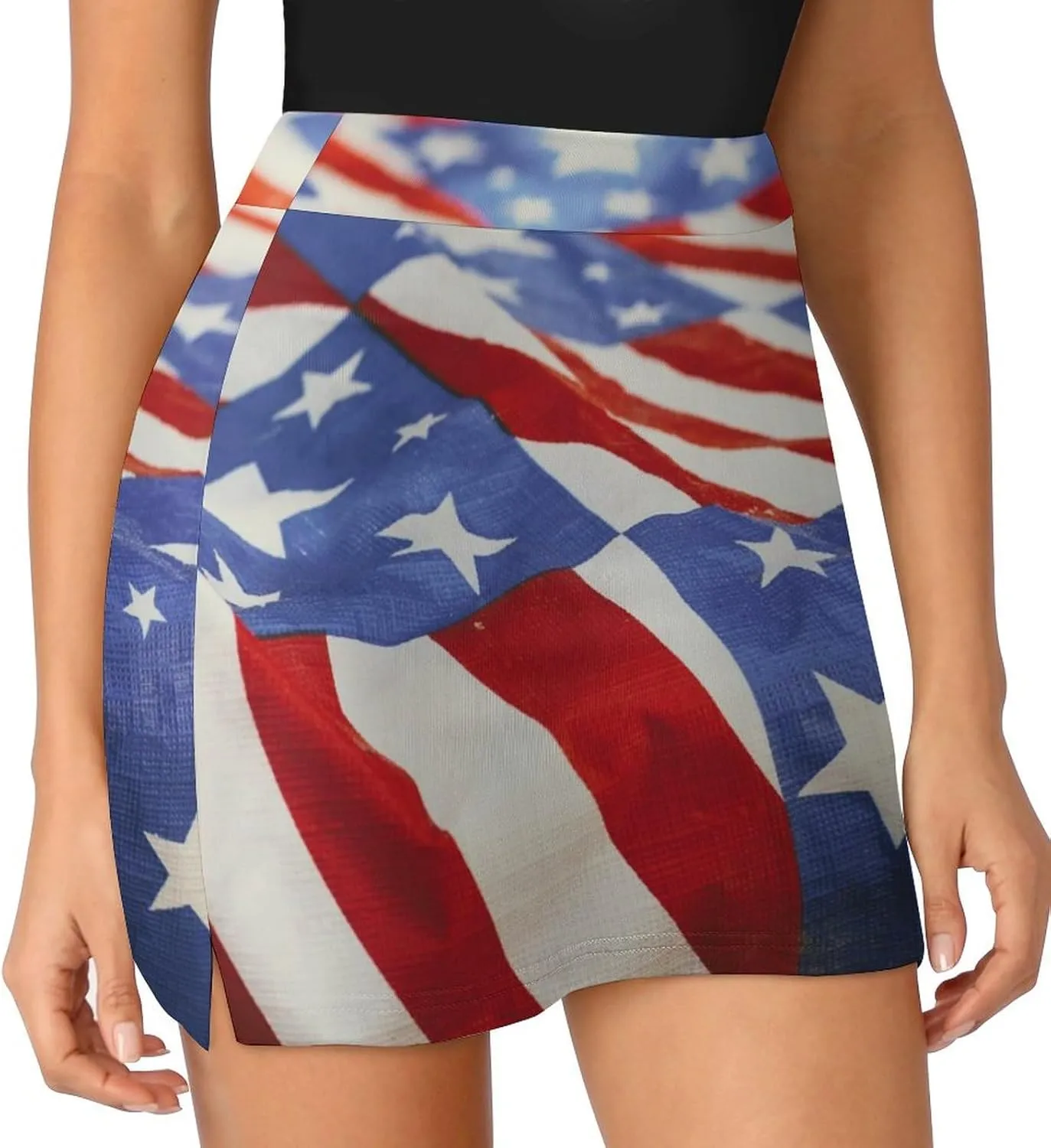 TAIZIYEAH American Flag Black Tennis Skirts for Women Athletic Golf Skorts Loose