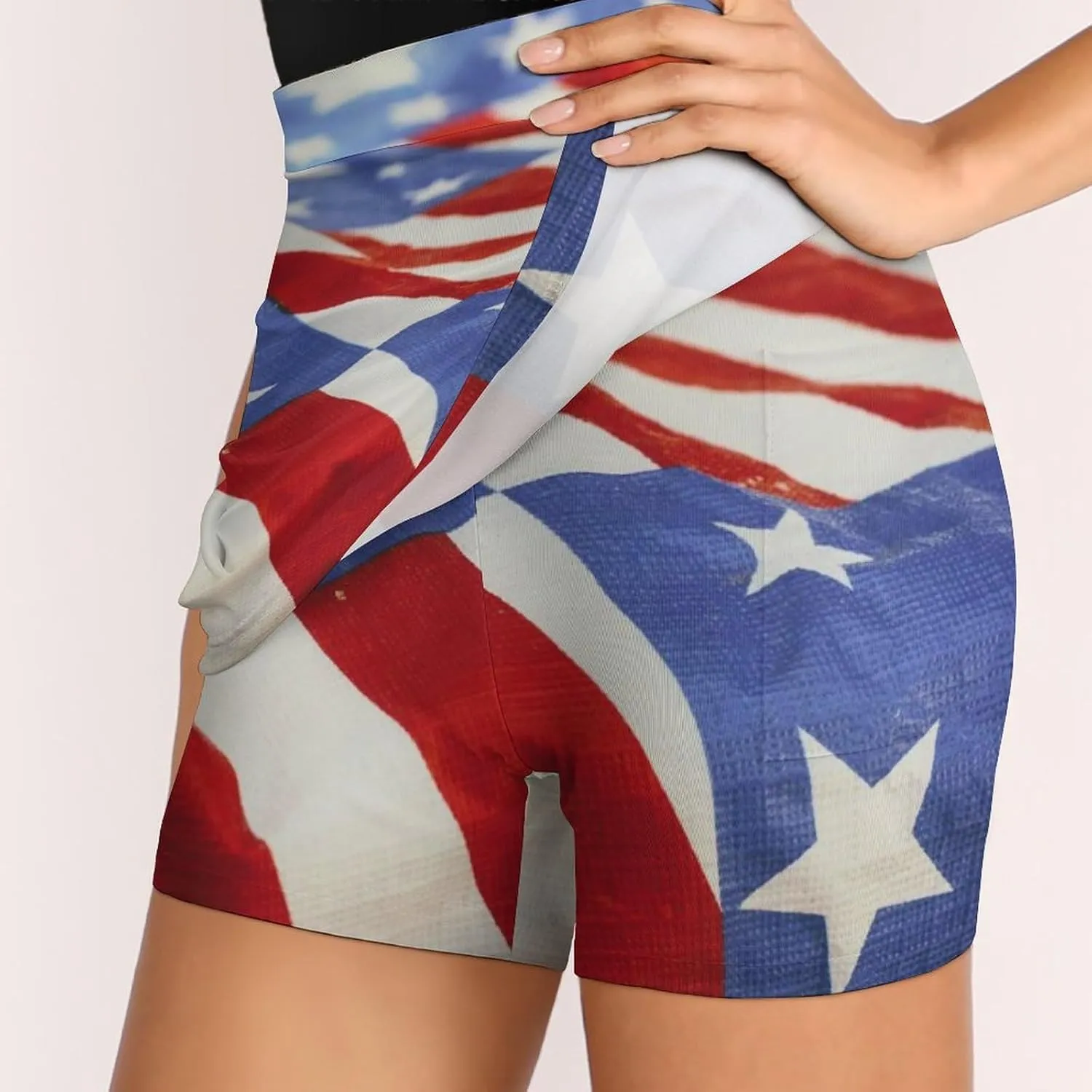 TAIZIYEAH American Flag Black Tennis Skirts for Women Athletic Golf Skorts Loose