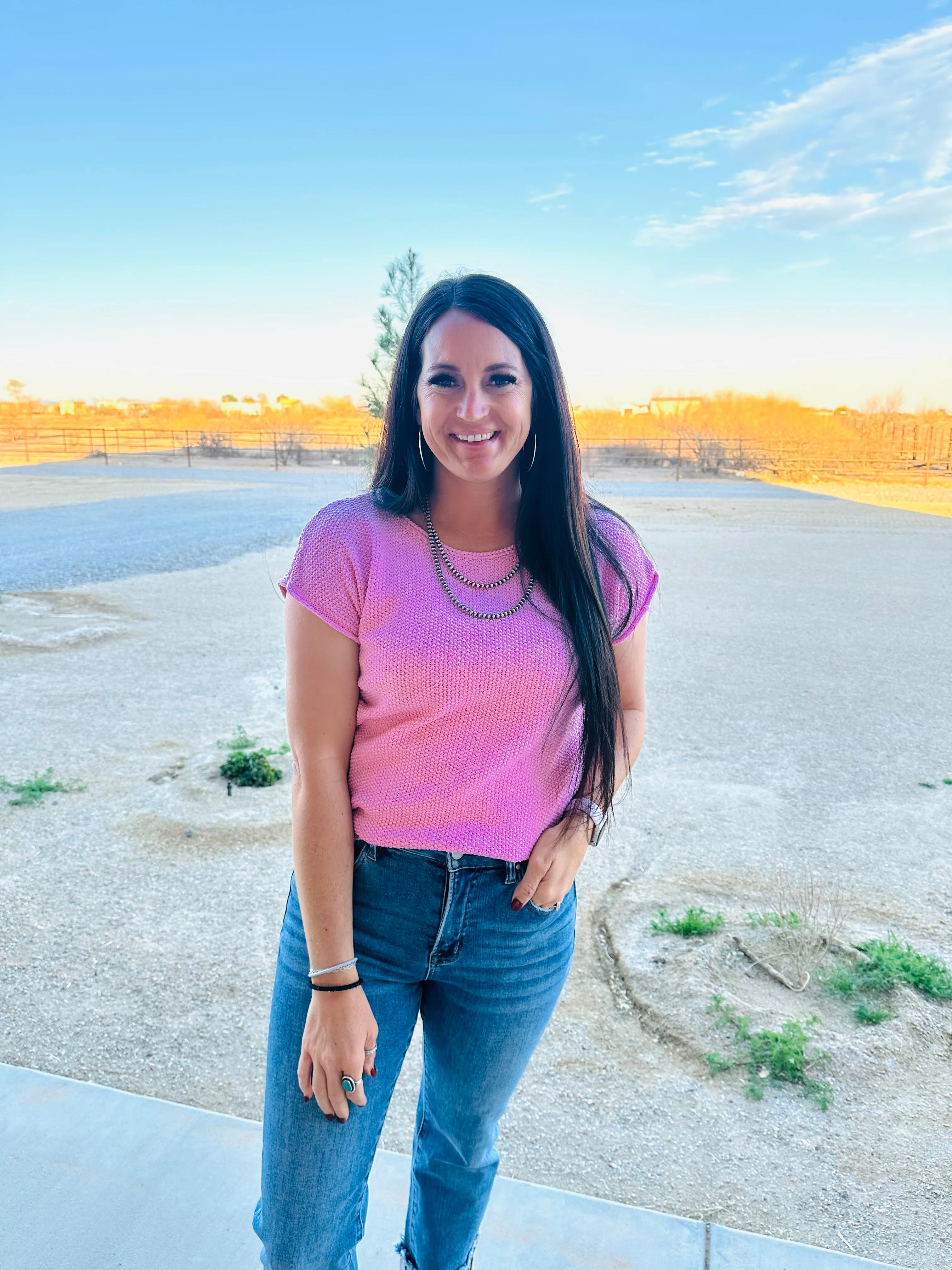 Tori Lightweight Spring Sweater Pink