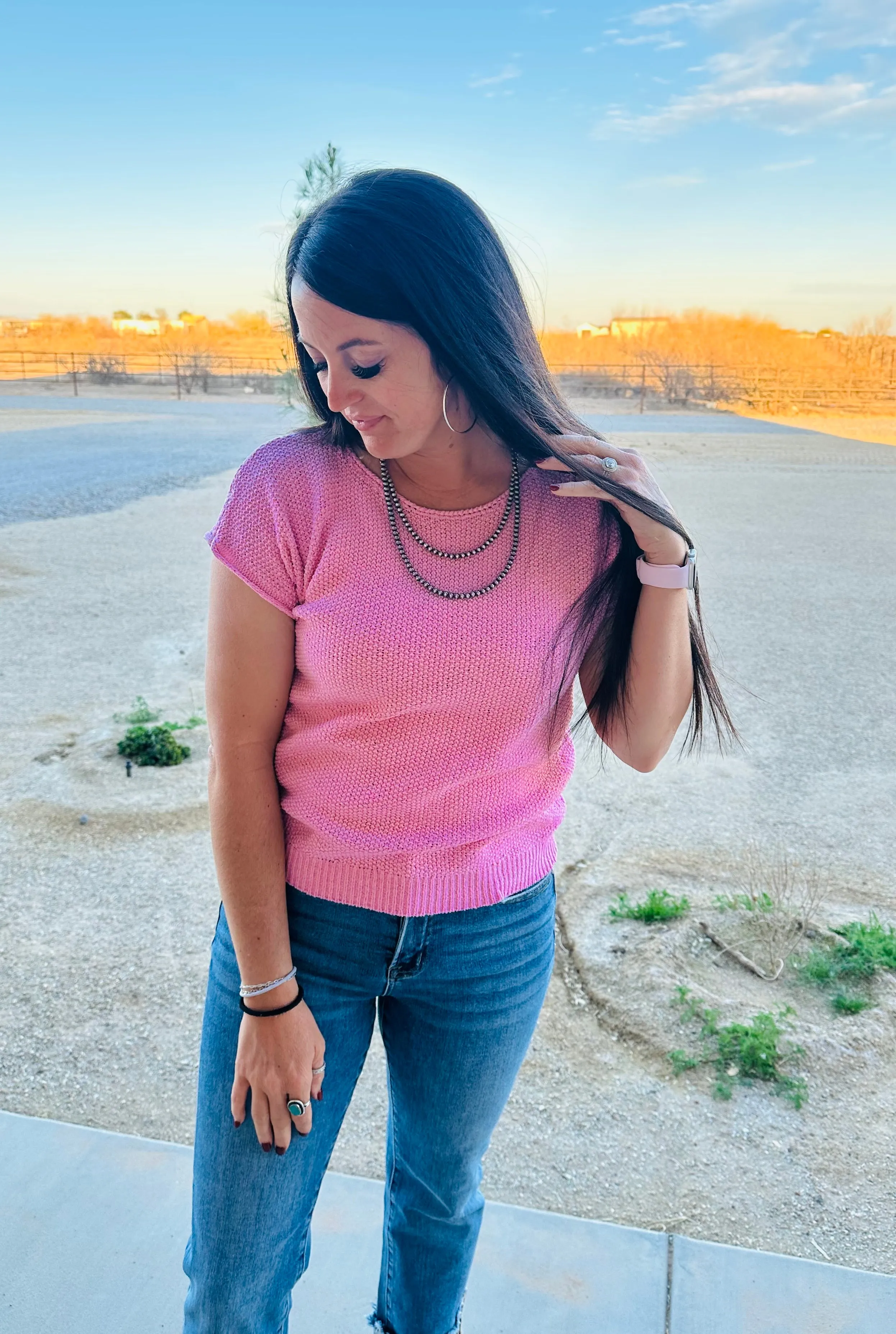 Tori Lightweight Spring Sweater Pink