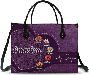 WANDER PRINTS Mothers Day Gifts - Personalized Leather Bag - Birthday, Loving Gift For Grandmother, Mother, Mom