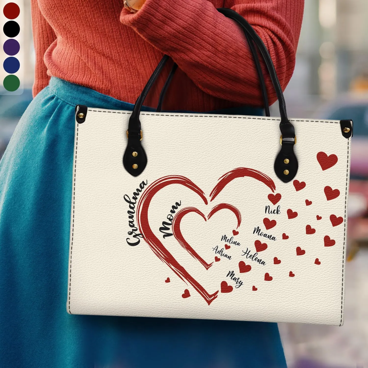 WANDER PRINTS Mothers Day Gifts - Personalized Leather Bag - Birthday, Loving Gift For Grandmother, Mother, Mom