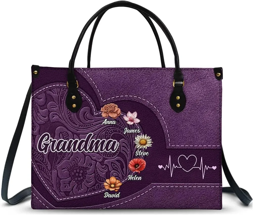 WANDER PRINTS Mothers Day Gifts - Personalized Leather Bag - Birthday, Loving Gift For Grandmother, Mother, Mom