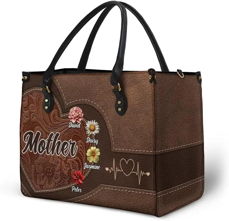 WANDER PRINTS Mothers Day Gifts - Personalized Leather Bag - Birthday, Loving Gift For Grandmother, Mother, Mom