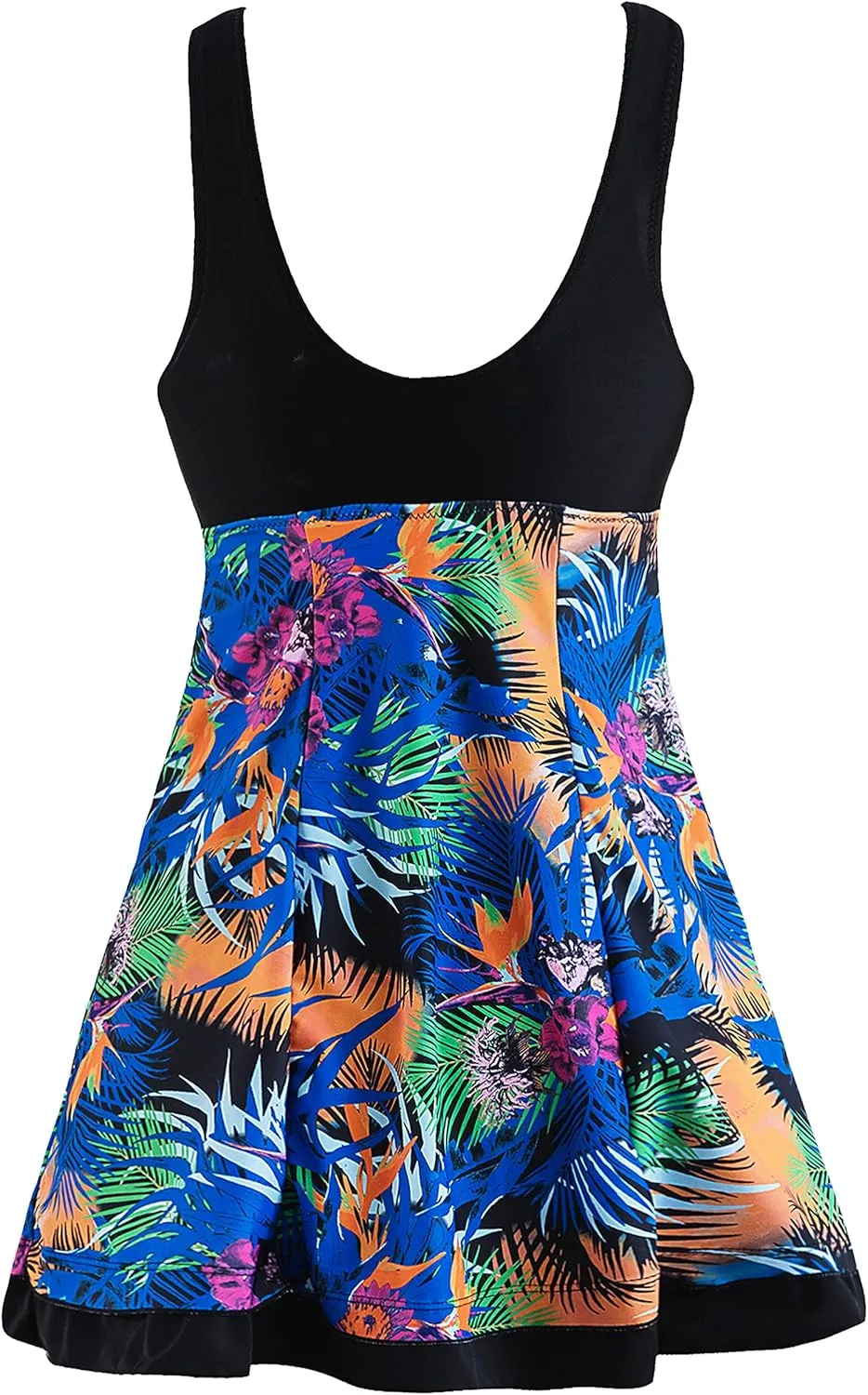 Wantdo Women's Plus Size Swim Dress Modest Swimsuit Vintage Peacock One Piece Swimwear