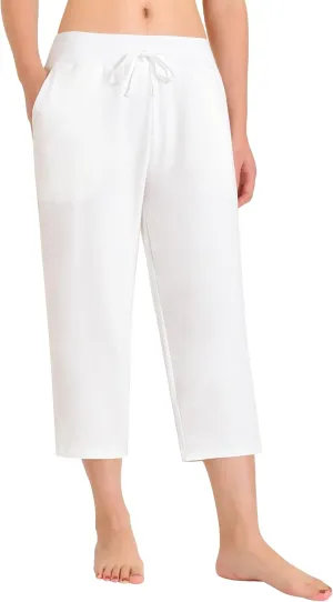 Weintee Women's Cotton Capri Pants with Pockets
