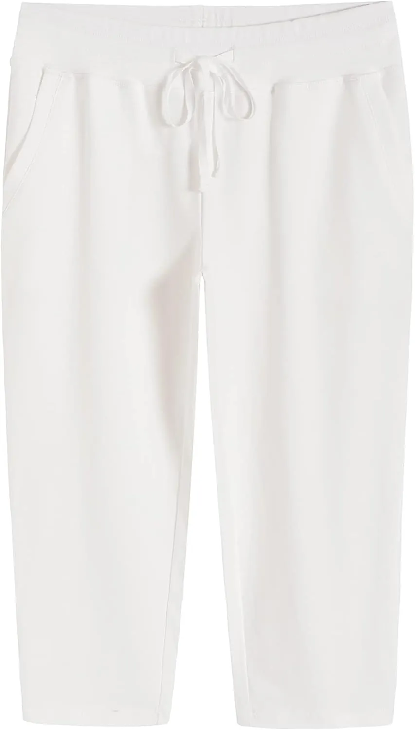 Weintee Women's Cotton Capri Pants with Pockets