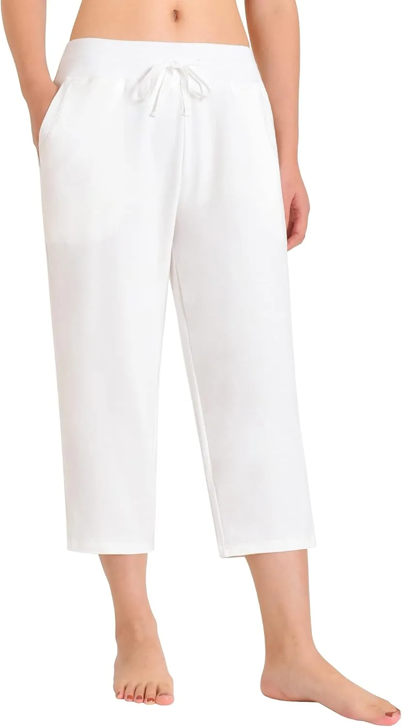 Weintee Women's Cotton Capri Pants with Pockets