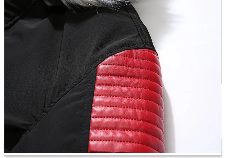 West Louis Fur Collar Hooded Black Color Long Parka