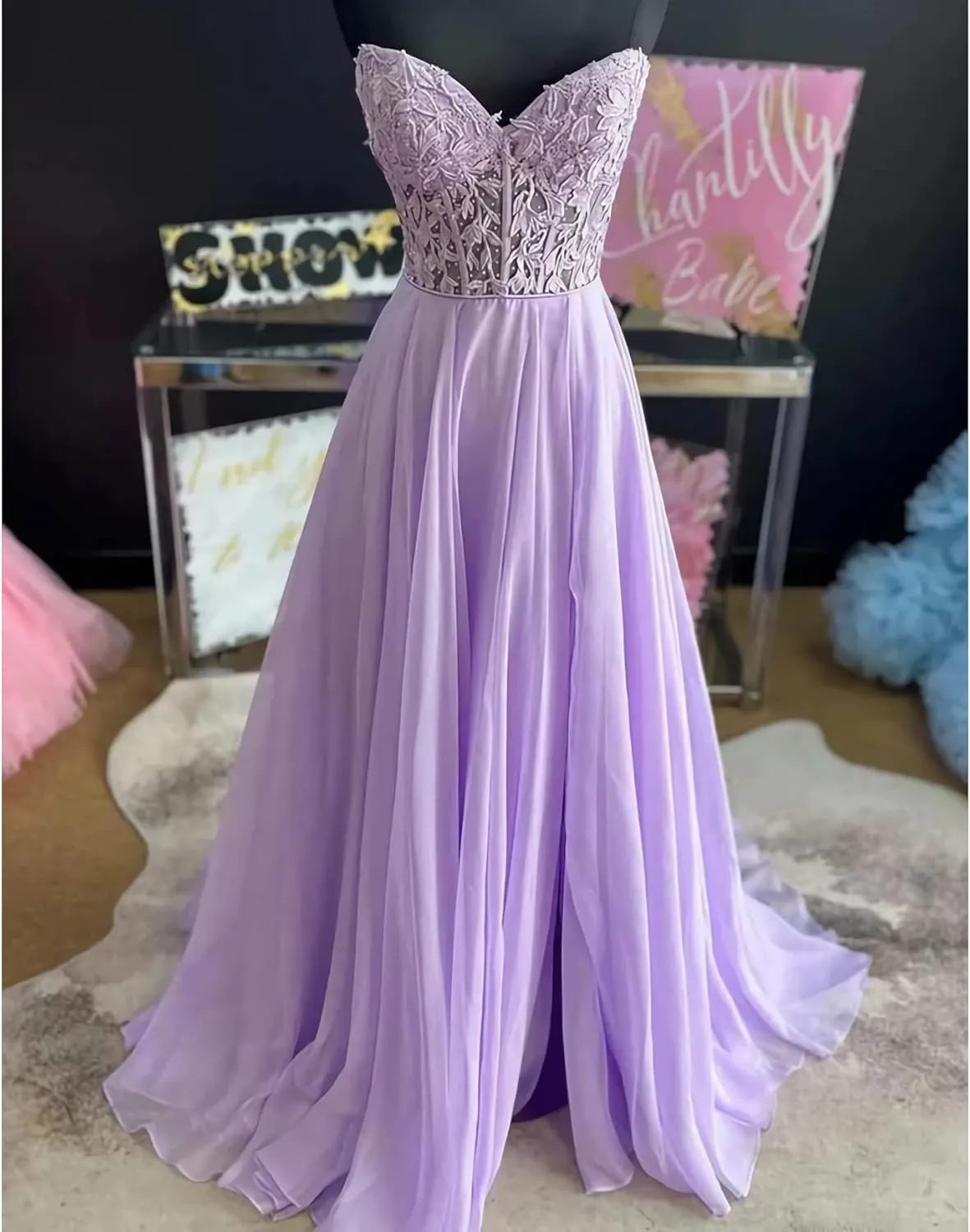 WIOJEIGO Lace Chiffon Prom Dresses for Women 2023 Long A-Line Off Shoulder Sweetheart Formal Evening Dress