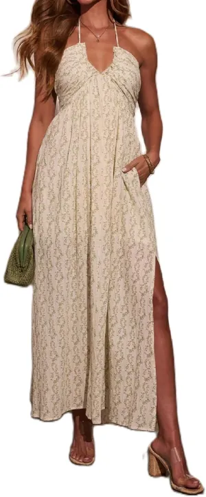 Women Boho Floral Long Cami Dress Spaghetti Strap Cut Out Maxi Dress Backless Tiered Flowy Summer Beach Dresse