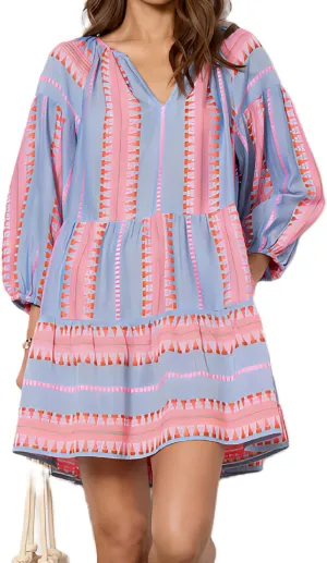 Women Boho Puff Sleeve Short Dress Floral V Neck Babydoll Dress Flowy Loose Fit Shirt Dress Bohemian Mini Sundress