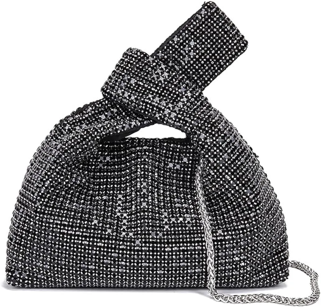 Women Glitter Evening Clutch Bling Crystal Rhinestone Full Diamond Handbag with Ring Top Handle for Party Prom Banquet
