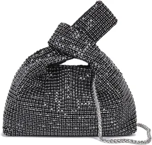 Women Glitter Evening Clutch Bling Crystal Rhinestone Full Diamond Handbag with Ring Top Handle for Party Prom Banquet