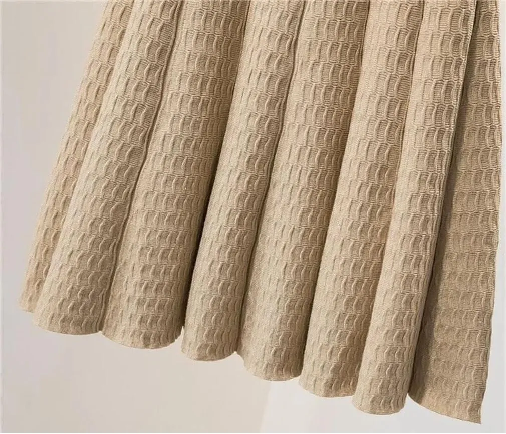 Women Spring and Winter High Waist Knitted Skirt Women A-Line Mini Pleated Skirts