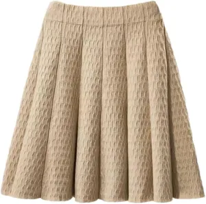 Women Spring and Winter High Waist Knitted Skirt Women A-Line Mini Pleated Skirts