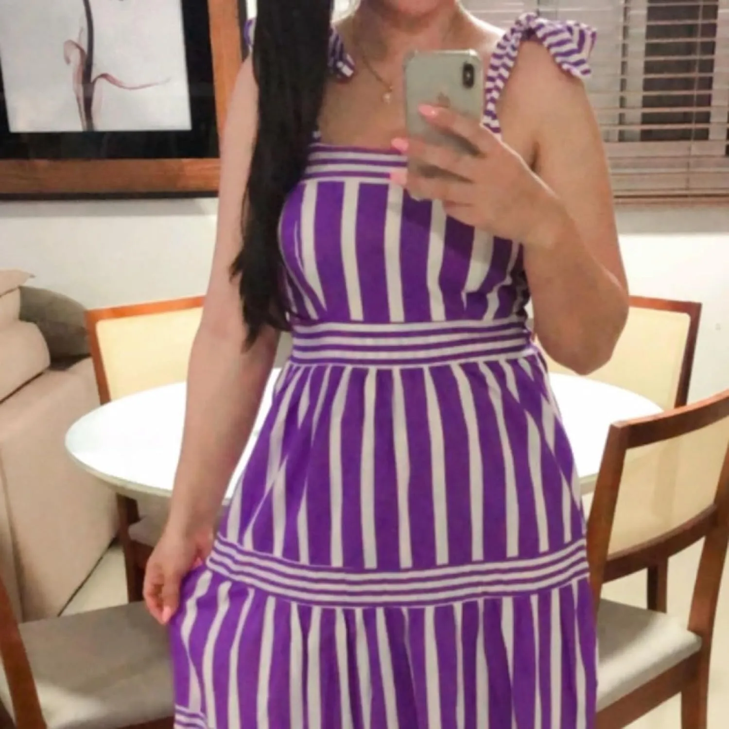 Women Striped Maxi Dress Tie Shoulder Strap Tiered Sundress Boho Flowy Sleeveless Long Dress Summer Beach Dress