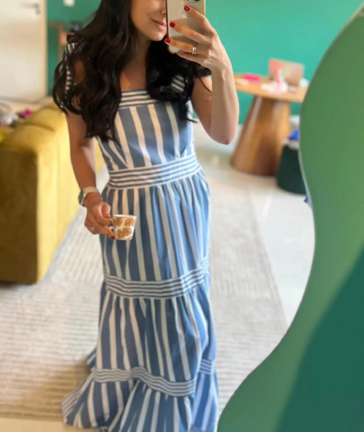 Women Striped Maxi Dress Tie Shoulder Strap Tiered Sundress Boho Flowy Sleeveless Long Dress Summer Beach Dress