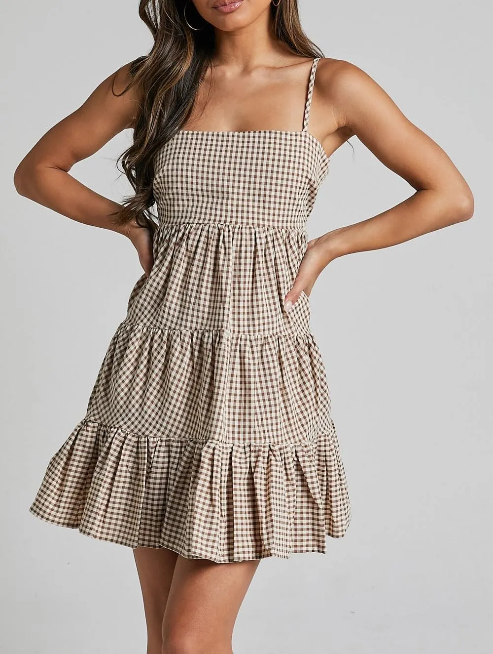 Women Y2K Spaghetti Strap Mini Dress Ruffle Tiered Cami Dress Boho Floral Flowy Sundress Summer Beach Dress
