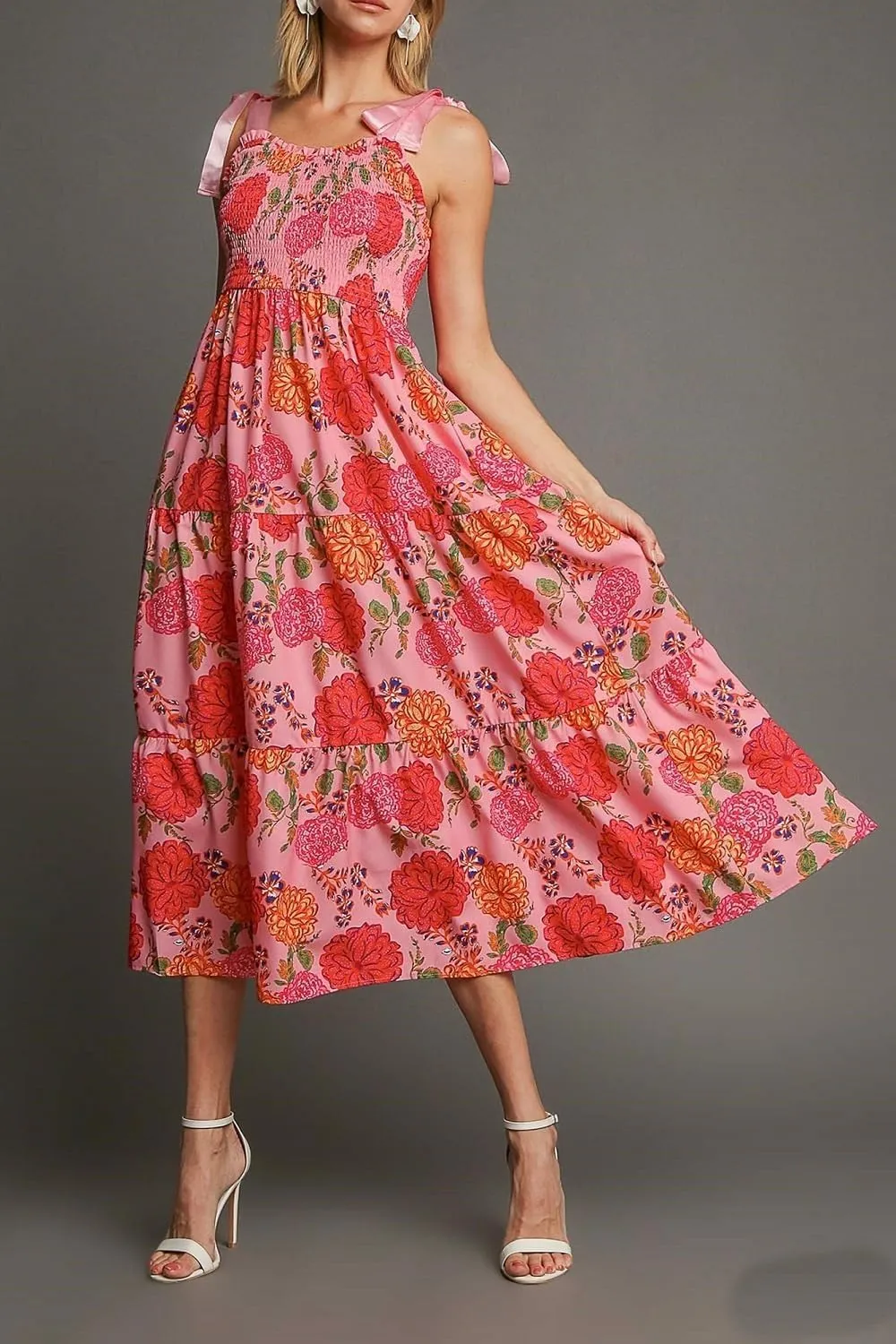 Women Y2K Tie Shoulder Maxi Dress Boho Floral Flowy Tiered Long Dress Ruffle Backless Sundress Summer Beach Dresses