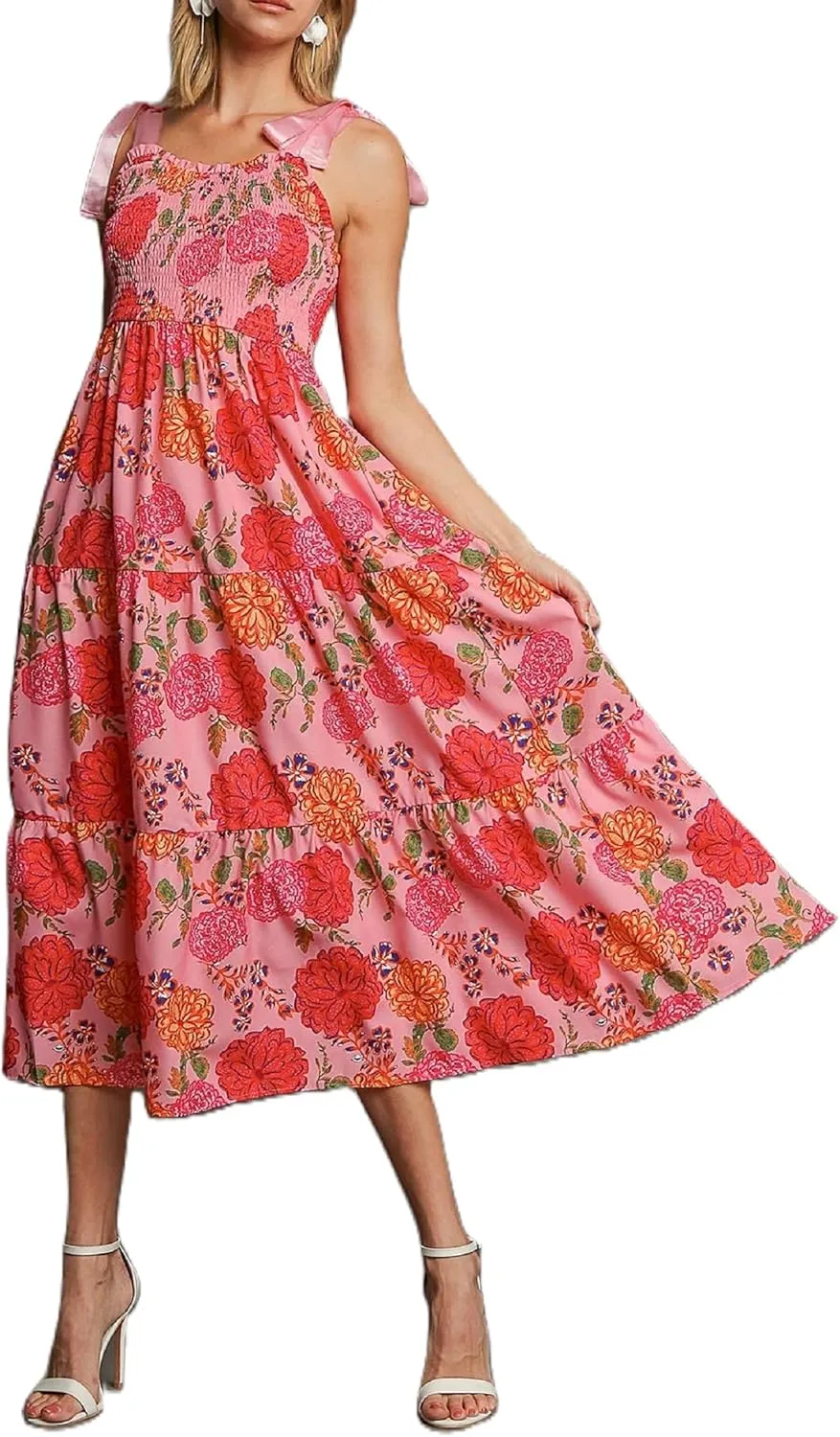 Women Y2K Tie Shoulder Maxi Dress Boho Floral Flowy Tiered Long Dress Ruffle Backless Sundress Summer Beach Dresses