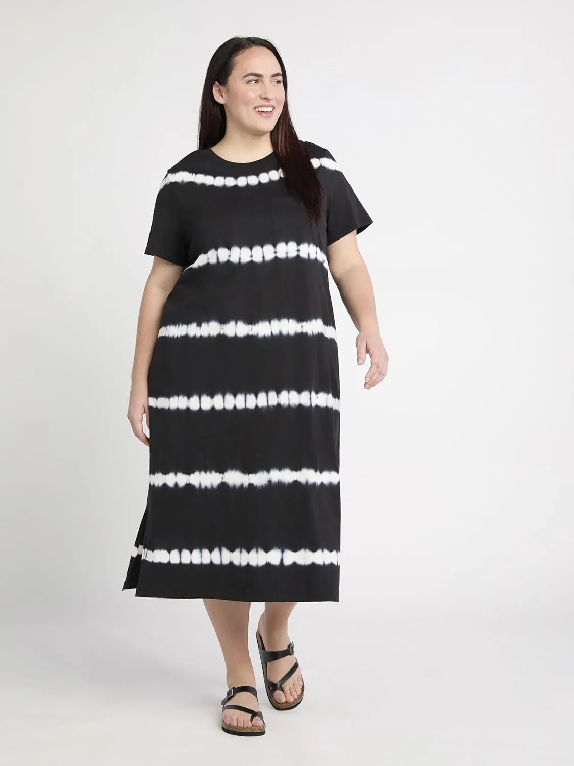 Women's and Women's Plus Cotton T-Shirt Dress with Short Sleeves midi Dresses for Women/Dresses for Women