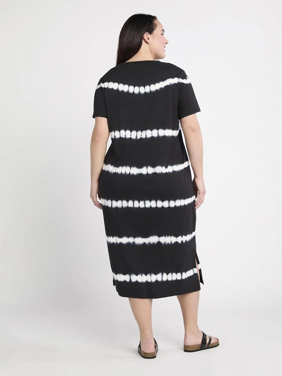 Women's and Women's Plus Cotton T-Shirt Dress with Short Sleeves midi Dresses for Women/Dresses for Women