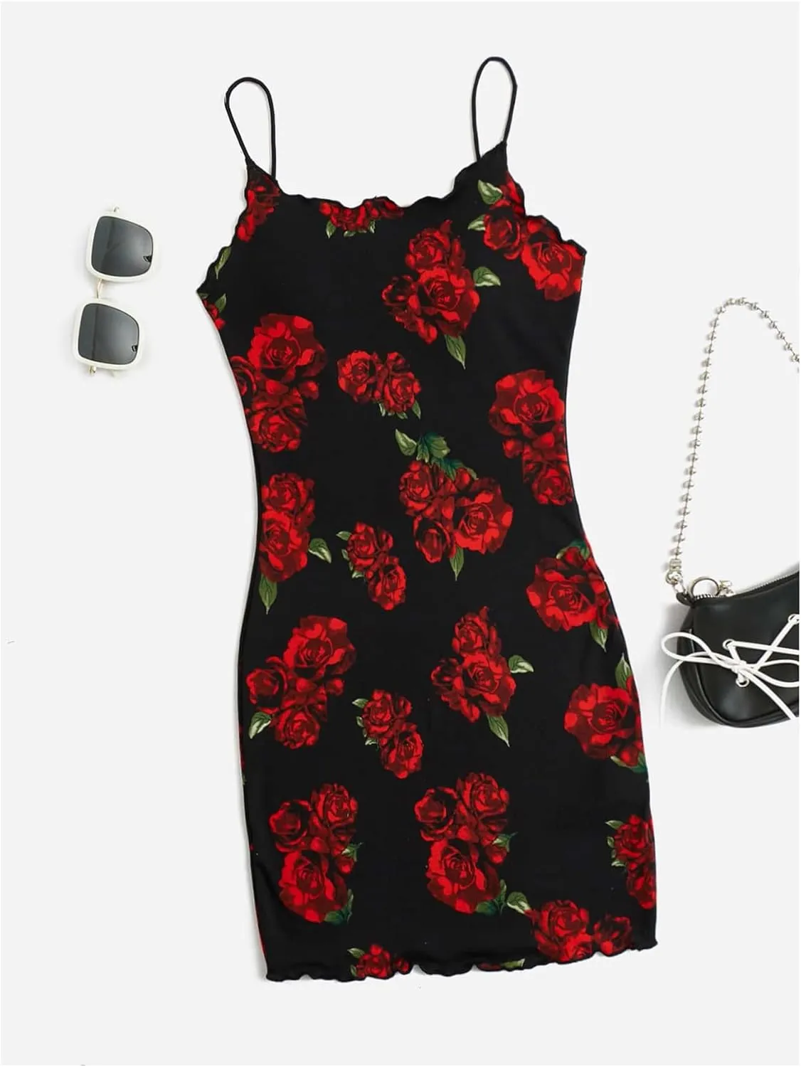 Women's Floral Mini Dress Y2k Sleeveless Spaghetti Strap Summer Vacation Bodycon Dresses Swing Dress Clubwear