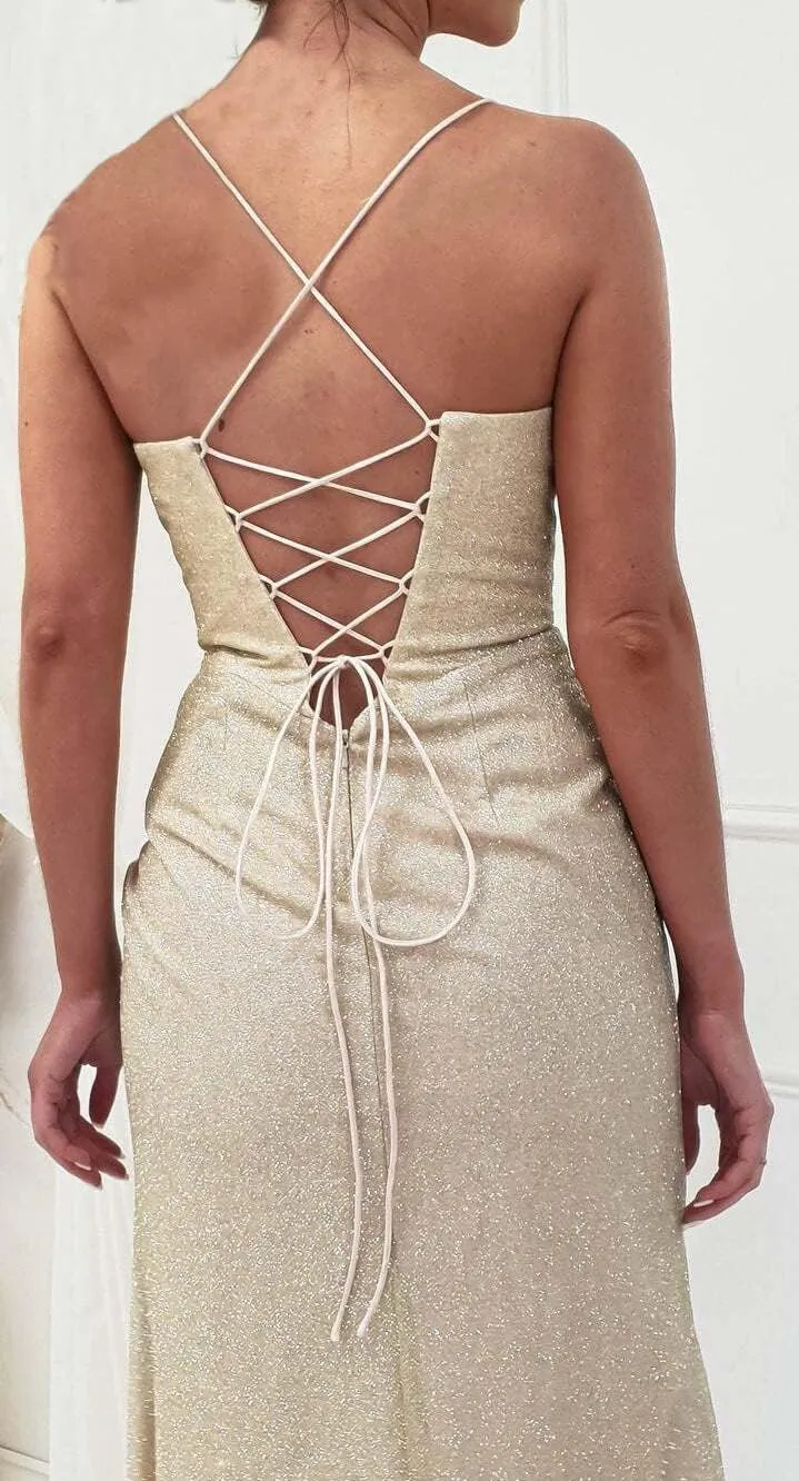 Women's Mermaid Prom Dress with Slit Glitter Bridesmaid Dresses for Wedding Corset Long Formal Evening Gowns