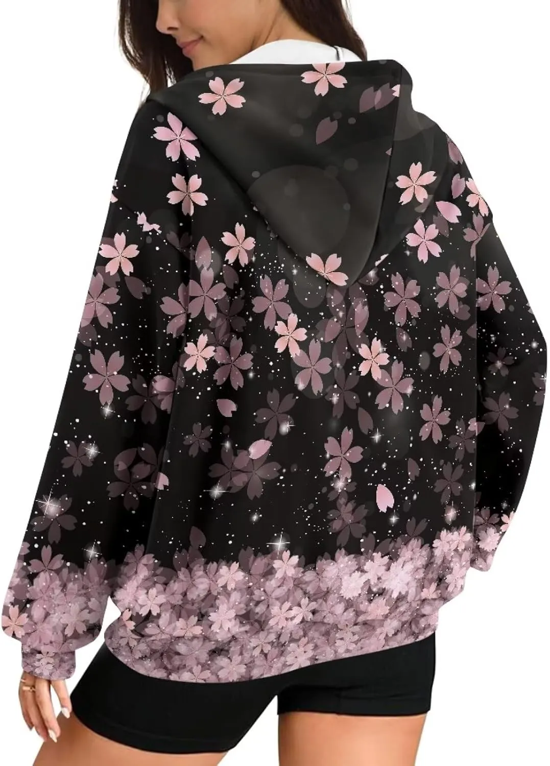 Womens Oversized Hoodie with Zipper Pockets Hooded Gradient Sweatshirt Women Zip Up Sweater Women Size XS-4XL