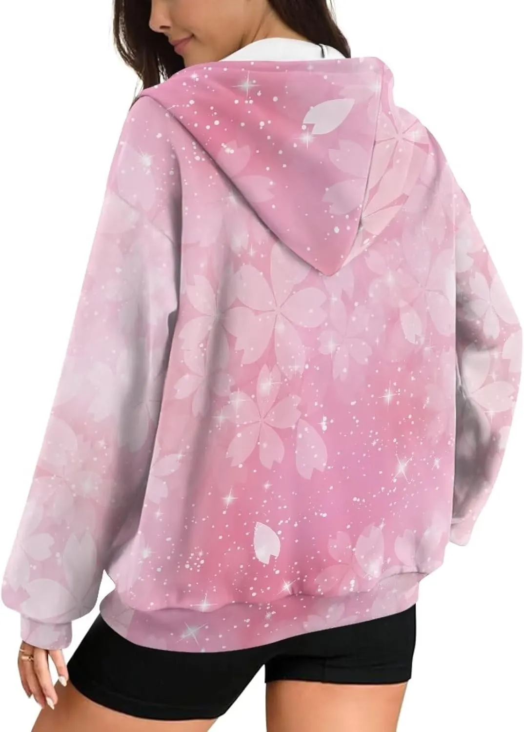 Womens Oversized Hoodie with Zipper Pockets Hooded Gradient Sweatshirt Women Zip Up Sweater Women Size XS-4XL