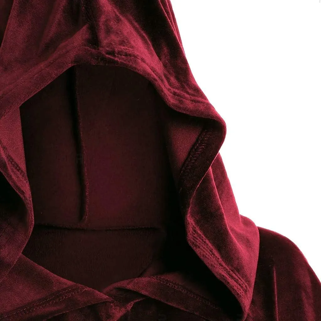 XIAXOGOOL Velvet Hooded Cape Unisex Halloween Long Cape Cloak For Devil Witch Wizard Cosplay Halloween Christmas Cosplay