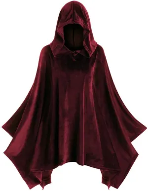 XIAXOGOOL Velvet Hooded Cape Unisex Halloween Long Cape Cloak For Devil Witch Wizard Cosplay Halloween Christmas Cosplay