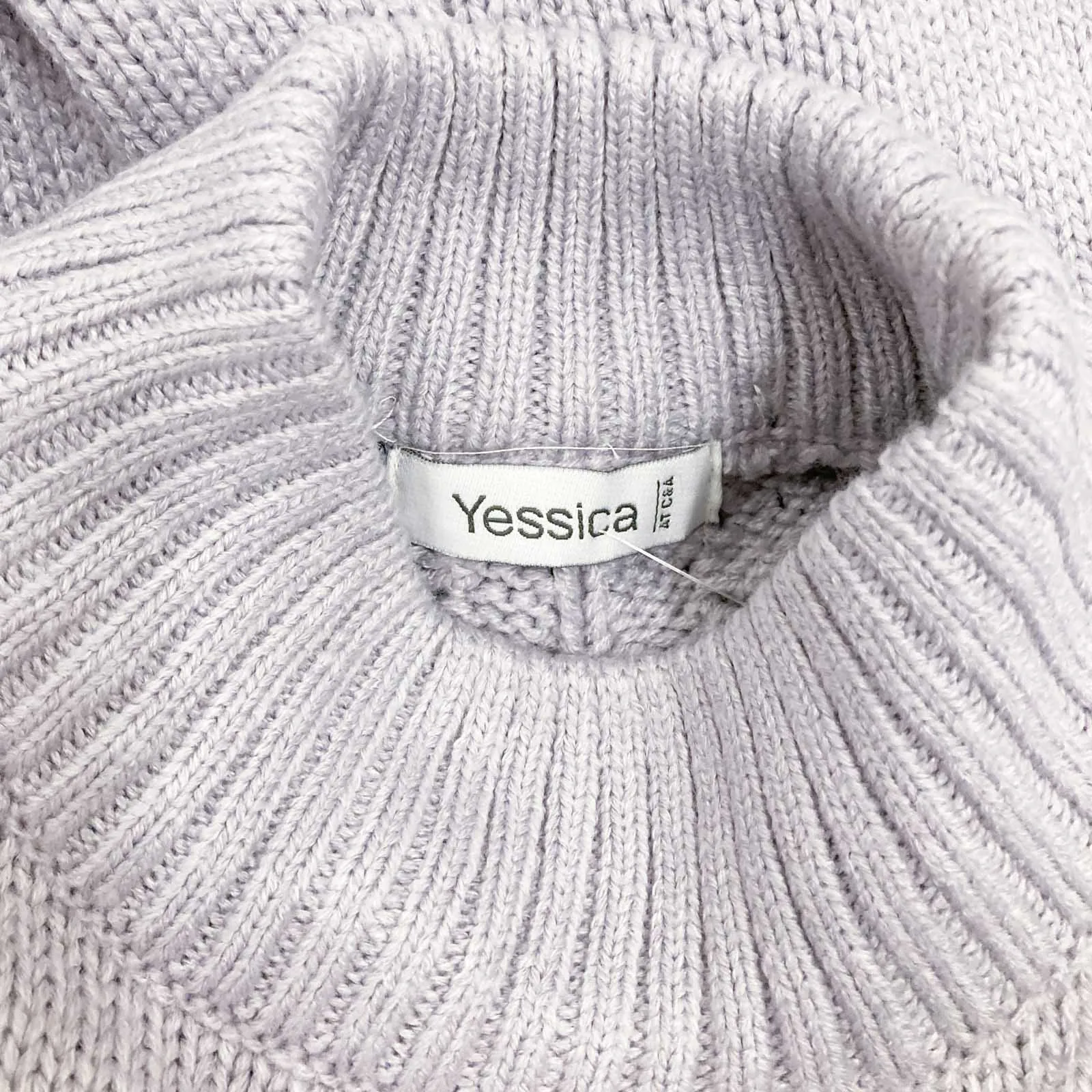 Yessica C&A Jumper XXL Lilac High Neck Knit Sweater
