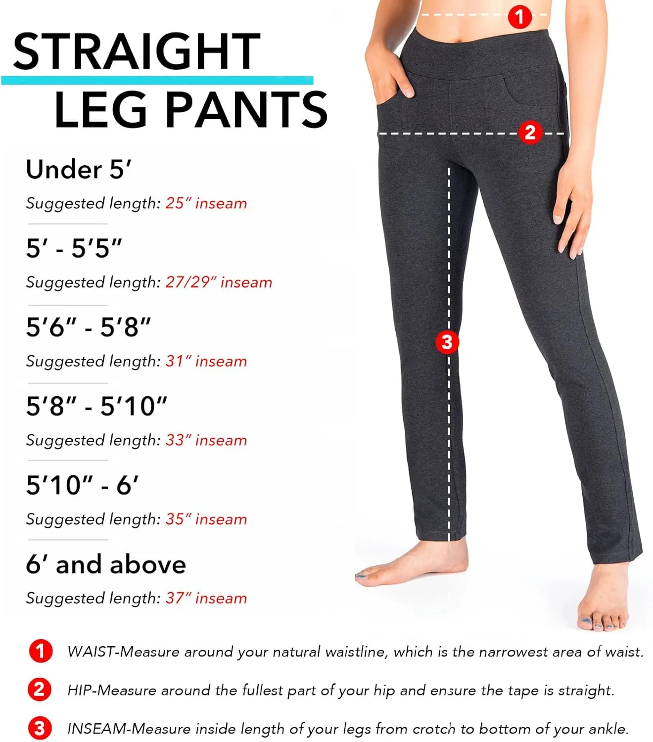 Yogipace,5 Pockets,25"/27"/29"/31"/33"/35"/37",Women's Straight Leg Yoga Dress Pants Workout Pants