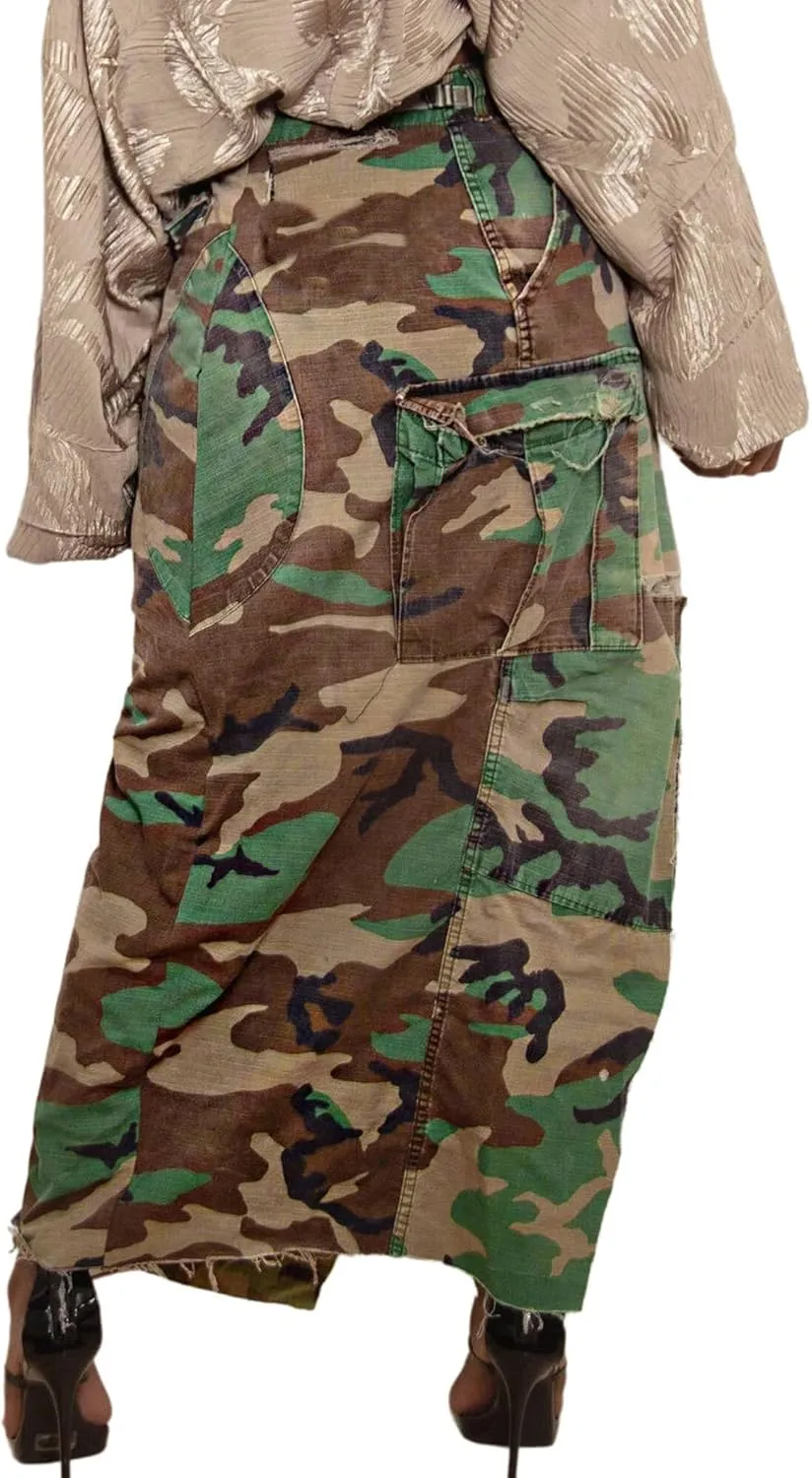 Ytfsrukp Women's Camo Cargo Skirt Maxi High Waist Button Down Skirt