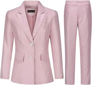 YYNUDA Women's Business 2 Piece Office Work Suit Set Single Breasted Solid Blazer Jacket and Pants