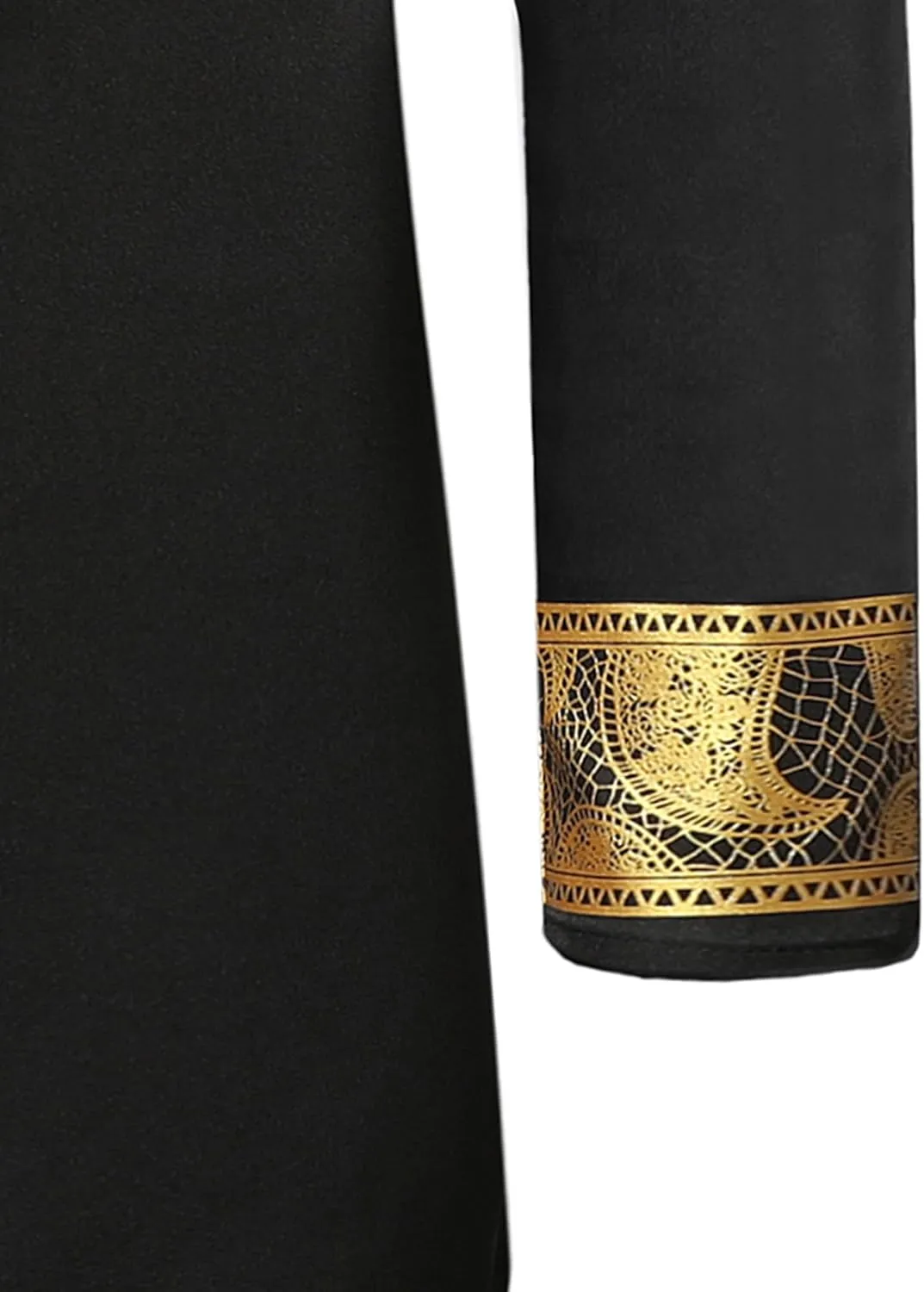 ZEROYAA Men's Africa Suit Long Sleeve Bronzing Print Shirt and Pants Outfit Traditional 2 Piece Set
